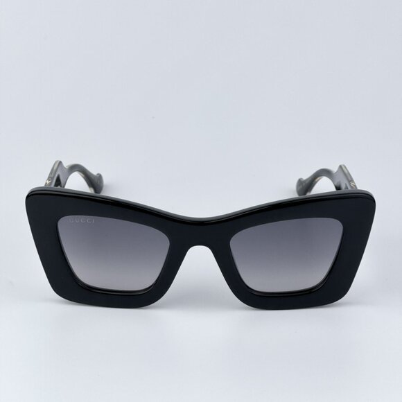 Gucci Women BRAND NEW Sunglasses Black Grey Gradient Butterfly GG1552S 001 - Picture 1 of 11